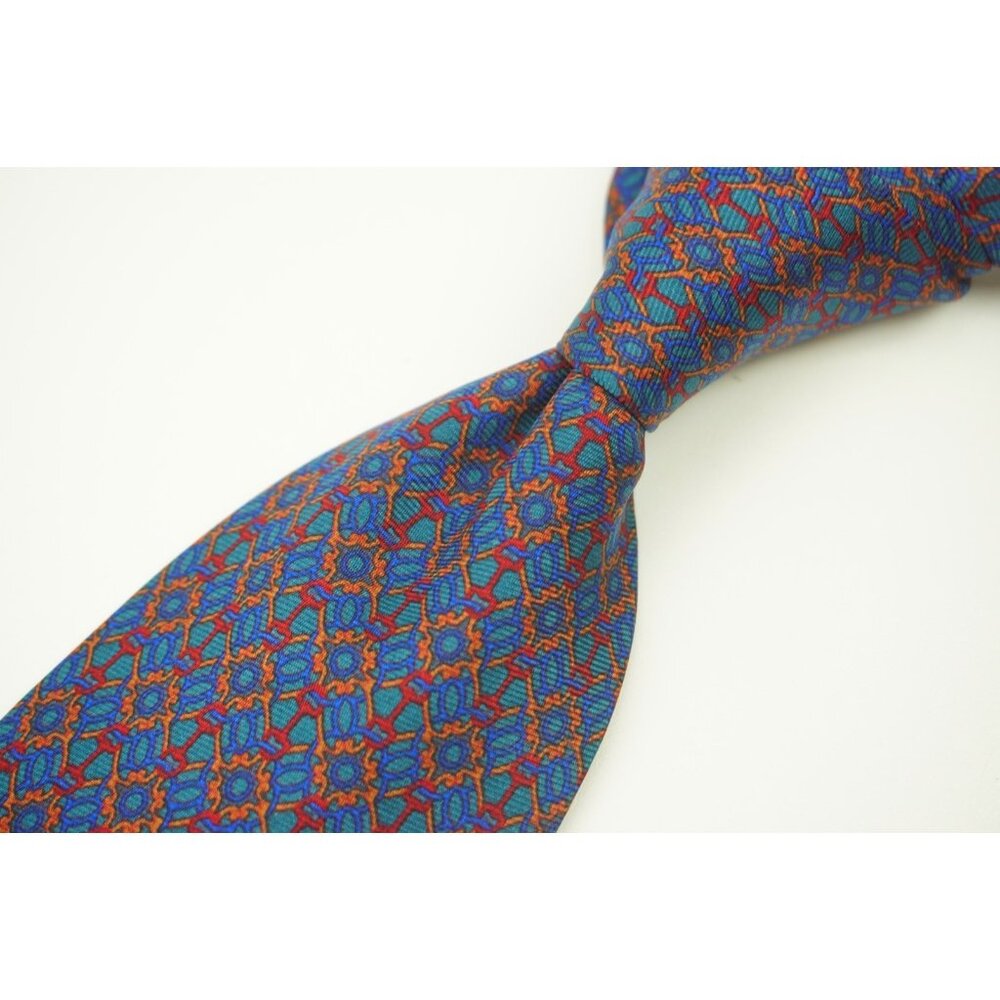 Stefano Ricci Ocean Blue Merlot Red Woven Geometric Silk Tie